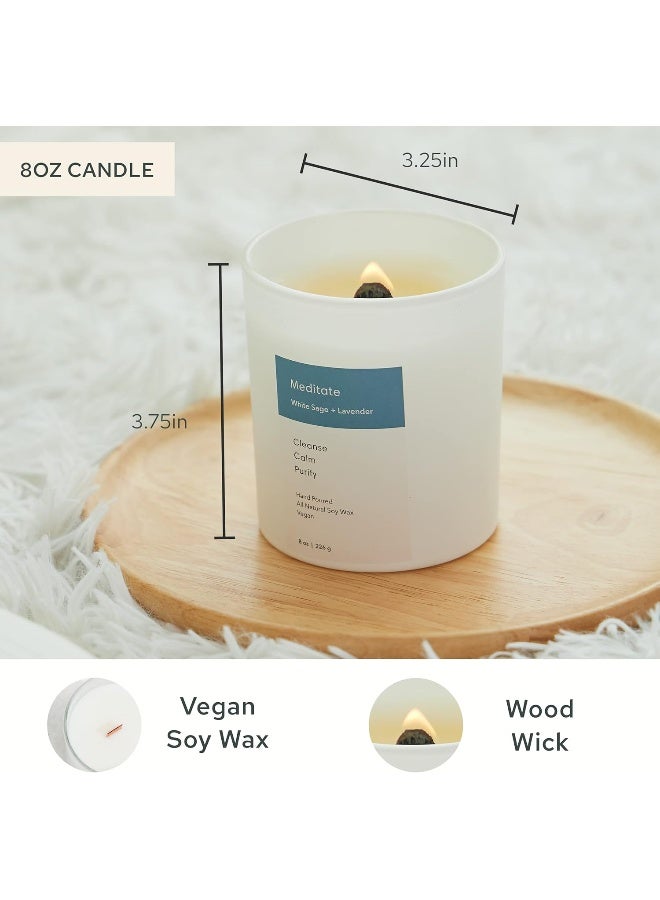 Mindful Modern & Natural Meditate Candle | White Sage and Lavender Hand-Poured Soy Wax Stress Relief | Aromatherapy Candle | Elegant Scented Home Fragrance | Clean, Even, Longer Burn | 8 oz Glass Jar - Image 5